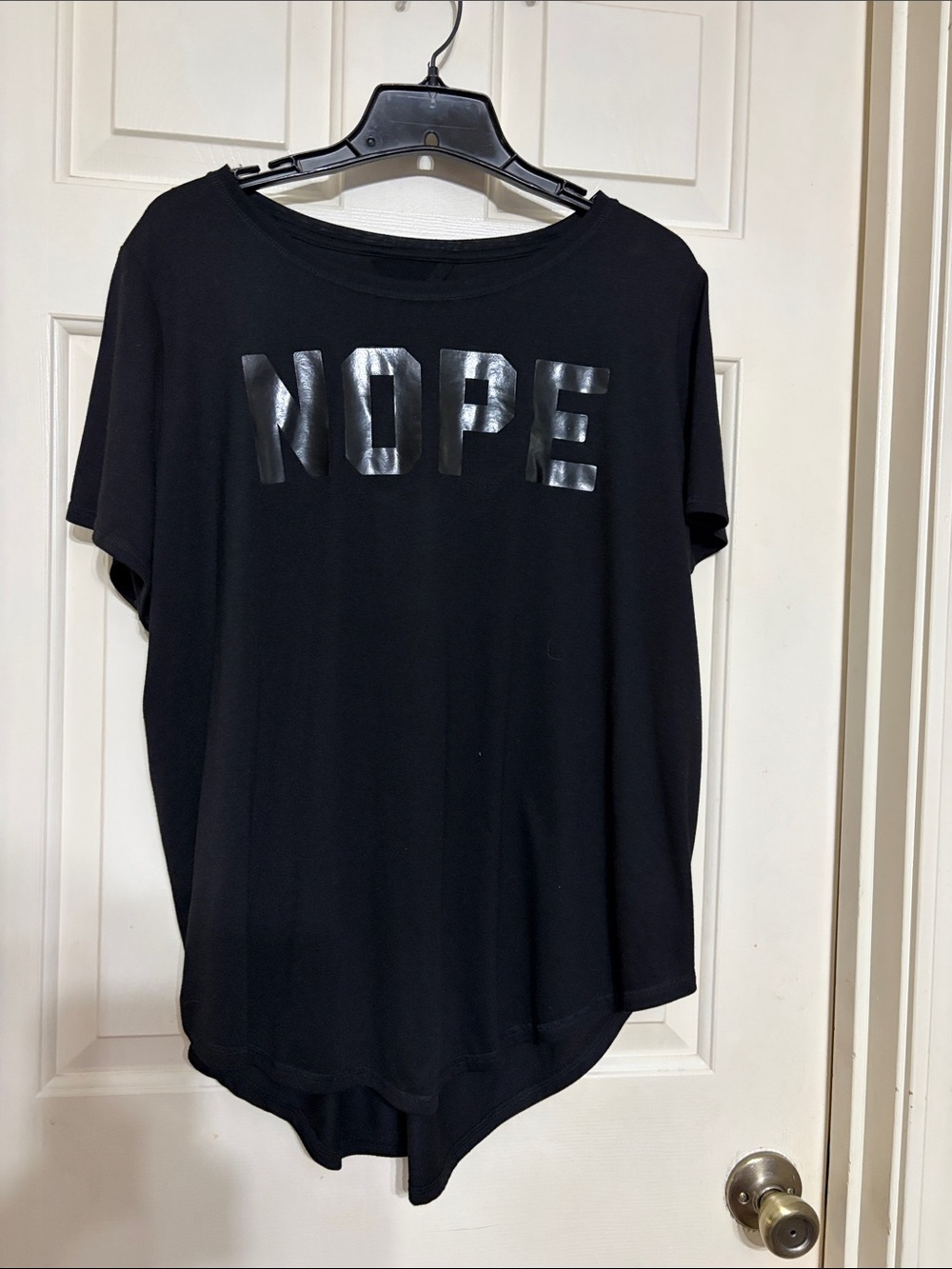 Xersion Black Short-Sleeve Tee with Glossy 'NOPE' Graphic
